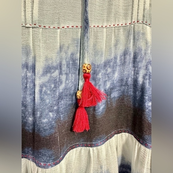 John Mark boho ombre peasant tiered blouse size M - Picture 3 of 10